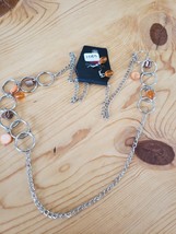 1080 Silver W/ Orange Beads Necklace Set (New) - $8.58