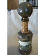 VINTAGE EMPTY LEATHER WRAPPED BOTTLE OR DECANTER FROM ITALY, WITH FOX HU... - $92.81
