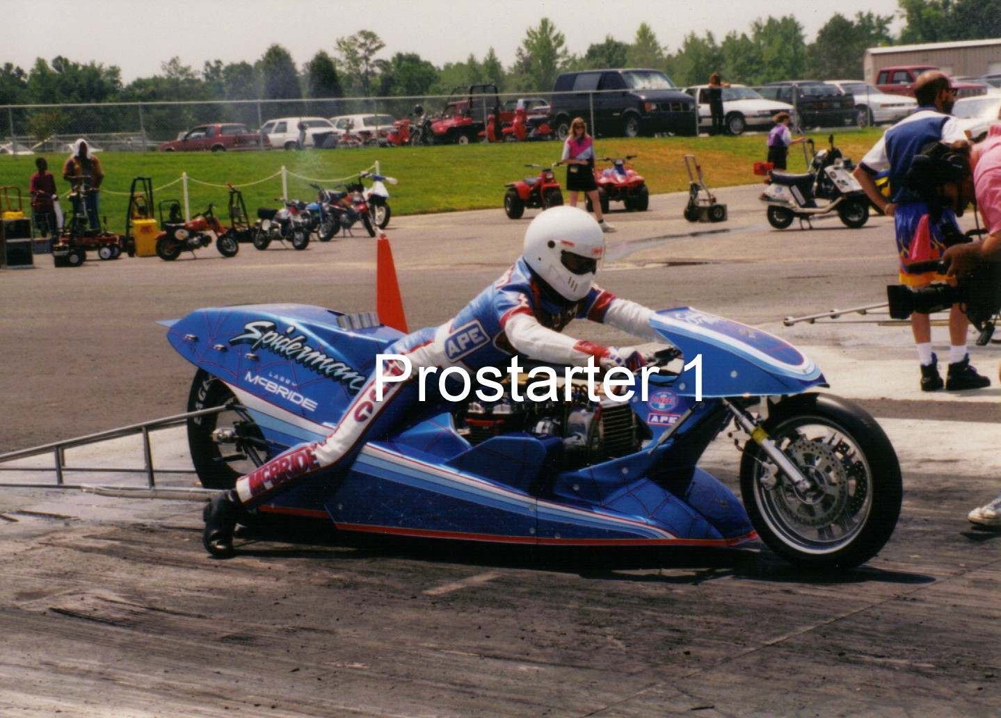 Larry "SPIDERMAN" McBride Top Fuel Motorcycle Drag Racing 4x6 Color