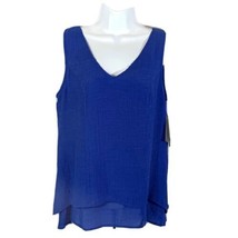 AB Studio Sleeveless Blouse Top Blue Size Small Layered Top New - $19.80