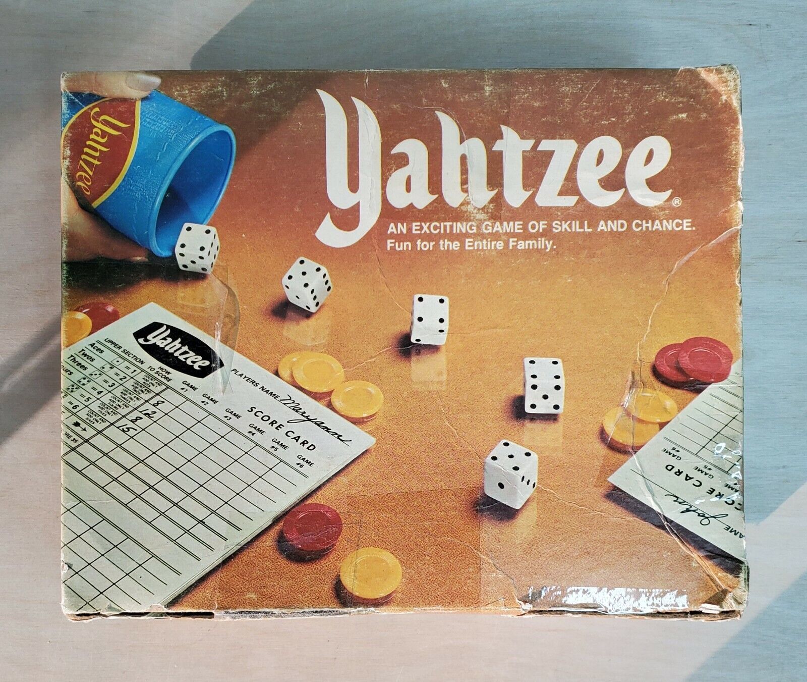 Yahtzee Original 1975 No. 950 Lots of Scorecards 5 Dice Blue Shaker Cup ...
