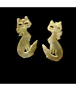 Silver 925 Mexico Cut Out Cat Stud Earrings 1 1/2&quot; - $11.33