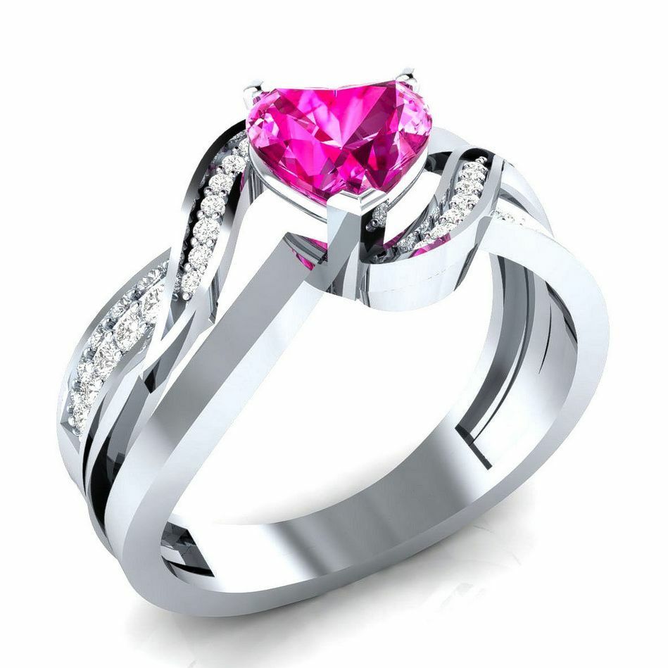 Luxury Herat Shape Ruby 925 Silver Jewelry Women Wedding Ring Size 6-10
