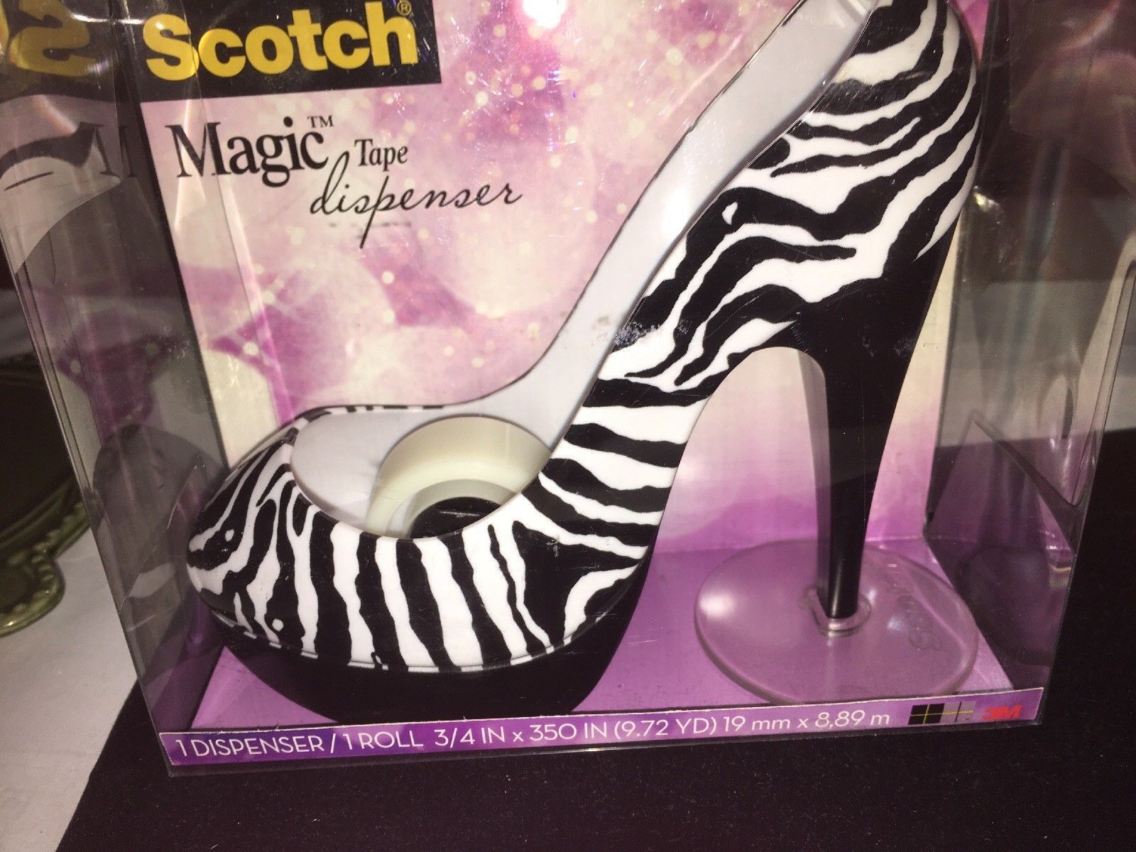 Scotch Magic Fashion Tape Dispenser Zebra High Heel Shoe Pump BRAND NEW