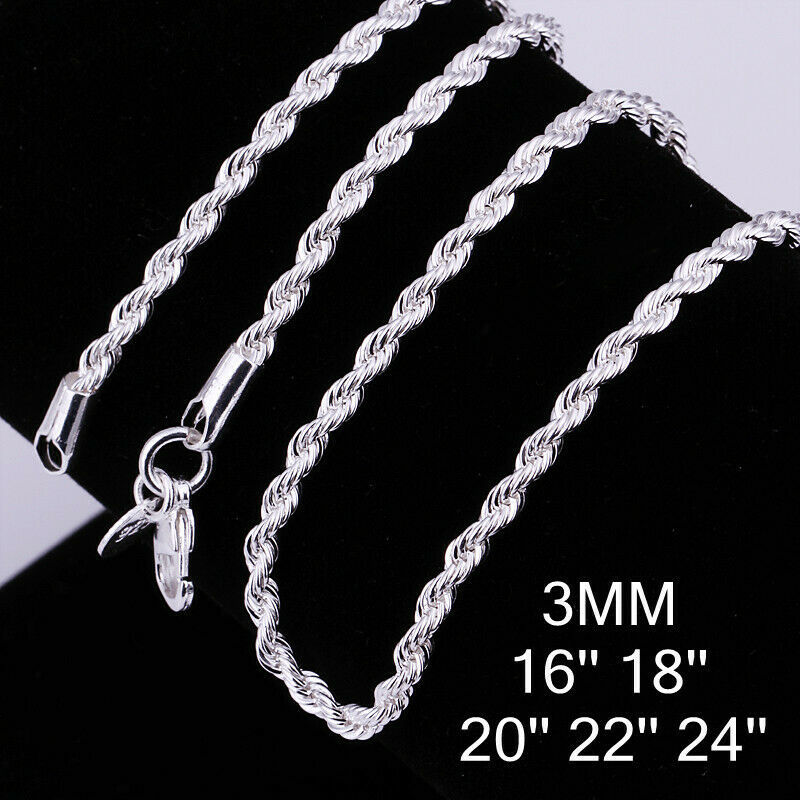 925 Silver Plated Twisted Singapore Chain Precious Metal without Stones