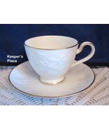 Noritake HALLS OF IVY Ivory China Footed Cup Saucer Gold Trim Japan 7341... - $14.00