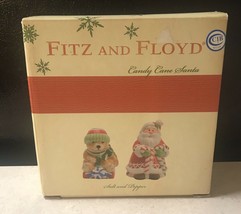 Fitz &amp; Floyd Candy Cane Santa Salt &amp; Pepper Shaker Set Santa and Bear 20... - $20.32