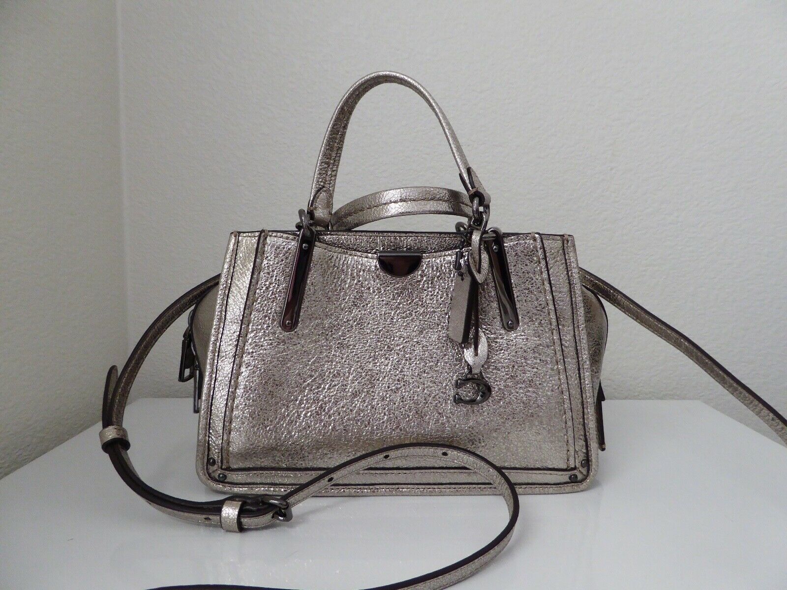 coach metallic leather dreamer 21 satchel