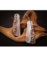 sterling and copper earrings for women. Textured, patinated. Handmade. - $46.00