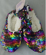More Than Magic™ Girls&#39; Cozy Flip Sequin Slipper Socks Rainbow Size XS/S - $6.00
