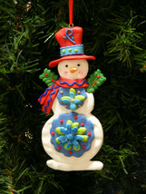HANDCRAFTED CLAYDOUGH SNOWMAN CHRISTMAS TREE ORNAMENT - $9.88