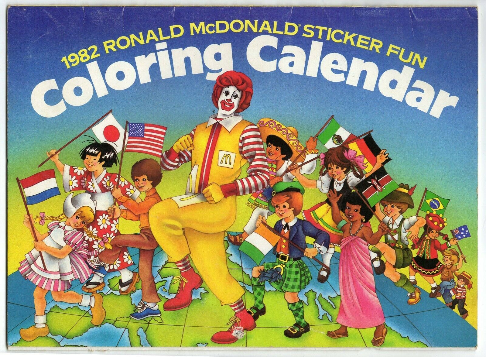 VINTAGE 1982 Ronald McDonald Coloring Calendar Minor Use Other