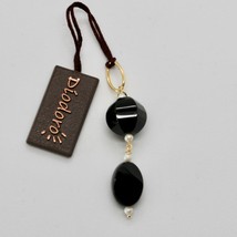 SOLID 18K YELLOW GOLD PENDANT WITH WHITE FW PEARL AND BLACK ONYX,  MADE IN ITALY image 1