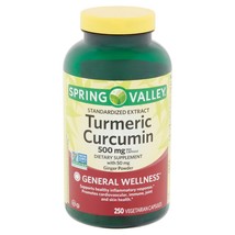 Spring Valley Standardized Turmeric Curcumin Vegetarian Capsules 500mg  250 Ct.+ - $29.99