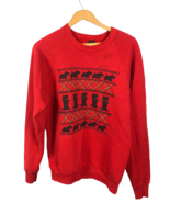 Vtg Scottie Dogs Sweatshirt Large Screen Stars 80s 90s Red Christmas Ugl... - $37.18