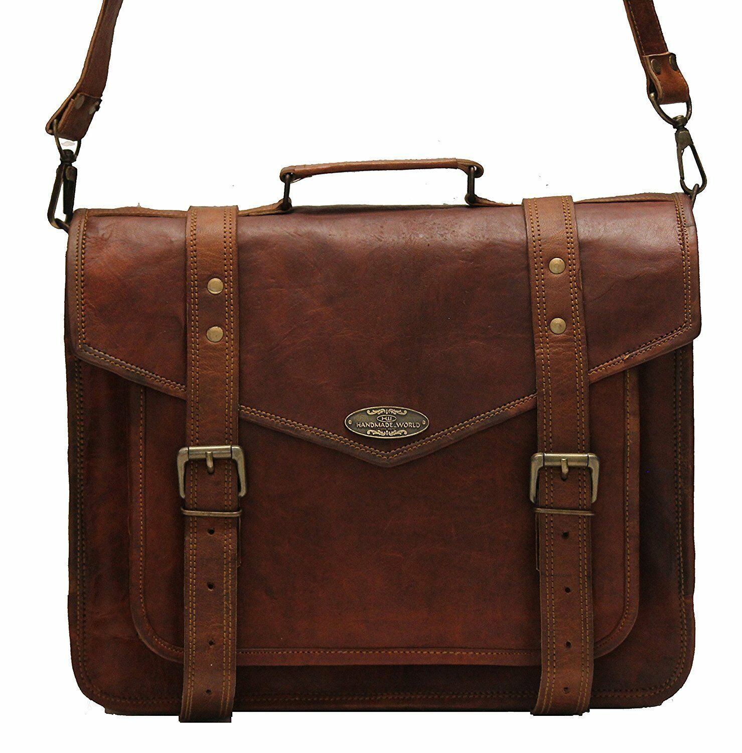 Handcrafted Indian Full Grain Leather Large Briefcase for Discerning ...