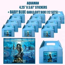 Aquaman Aqua Man Movie Party Favor Boxes Thank you Decals Stickers Loots... - $24.70