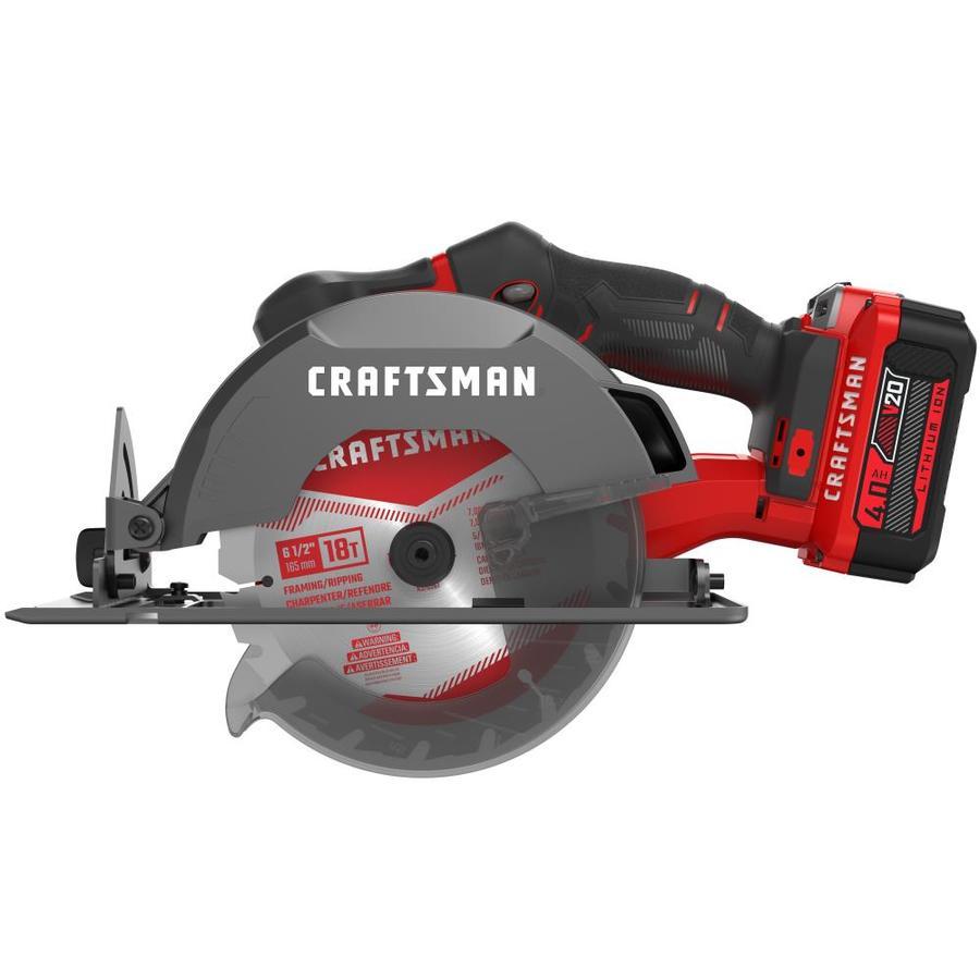 CRAFTSMAN V20 20volt Max 61/2in Cordless Circular Saw with Brake and Metal Sh Circular Saws
