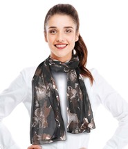 [CBC Crown] Brushed Horse Pattern Satin Stripe Silk Feeling Scarf 13&quot; X 60&quot; - $9.99