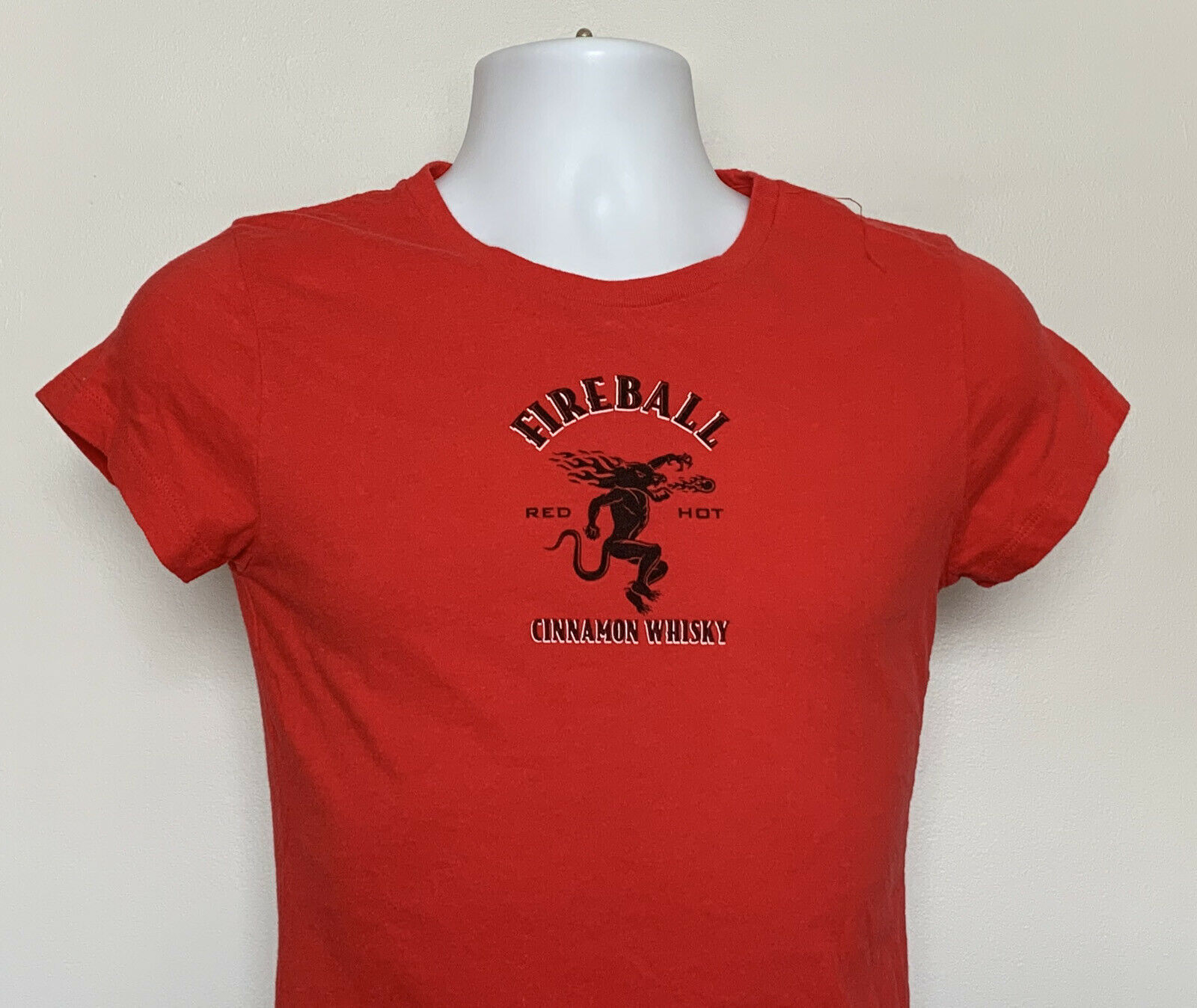 Primary image for Fireball Cinnamon Whisky T Shirt Womens Large Red Fire breathing Dragon Cotton