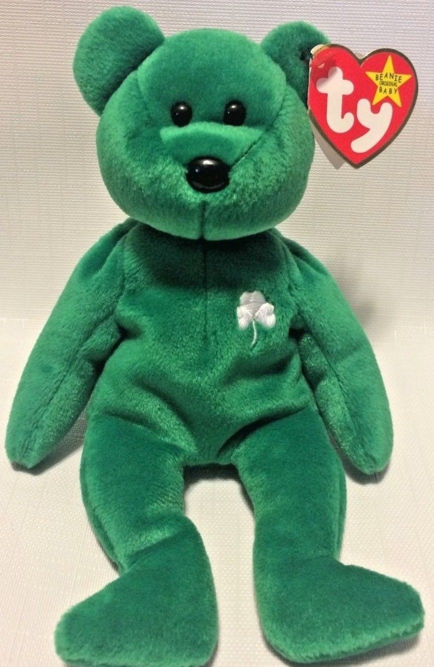 Ty Beanie Baby Erin The Bear 1997 PE PELLETS Irish Clover Green - Retired