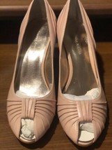 Etienne Aigner Women&#39;s Blush Leather E-Marta Peep Toe Heels Size 8M $109... - $43.54