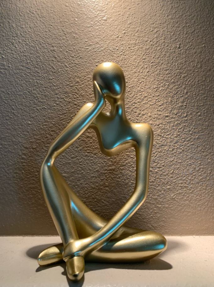 Figurine Abstract Thinking Human People Sculptures Miniature Resin Gold Color