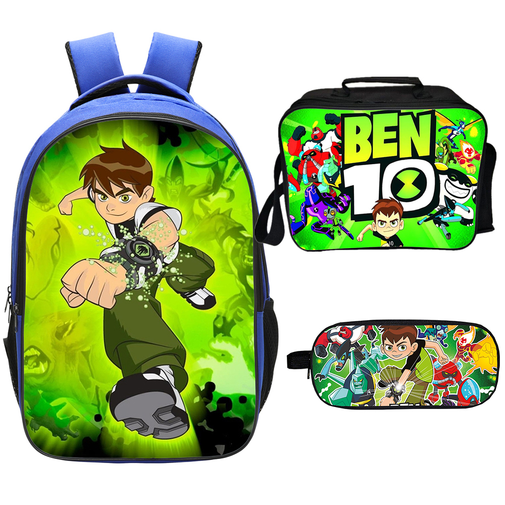 Ben 10 Backpack Lunch Box Pencil Case Outdoor School Package B - Men's ...