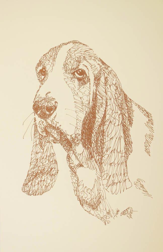 BASSET HOUND DOG ART #47 Stephen Kline draws dogs name free. DRAWN FROM WORDS