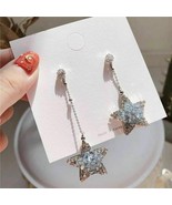 Korean Fashion Style Women Asymmetrical Crystals Star Long Dangle Drop E... - $24.70