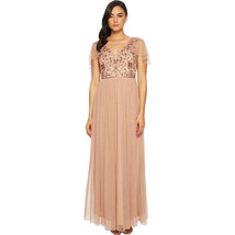 Adrianna Papell Femmes Long Maille Robe, or Rose, 4 - $168.29