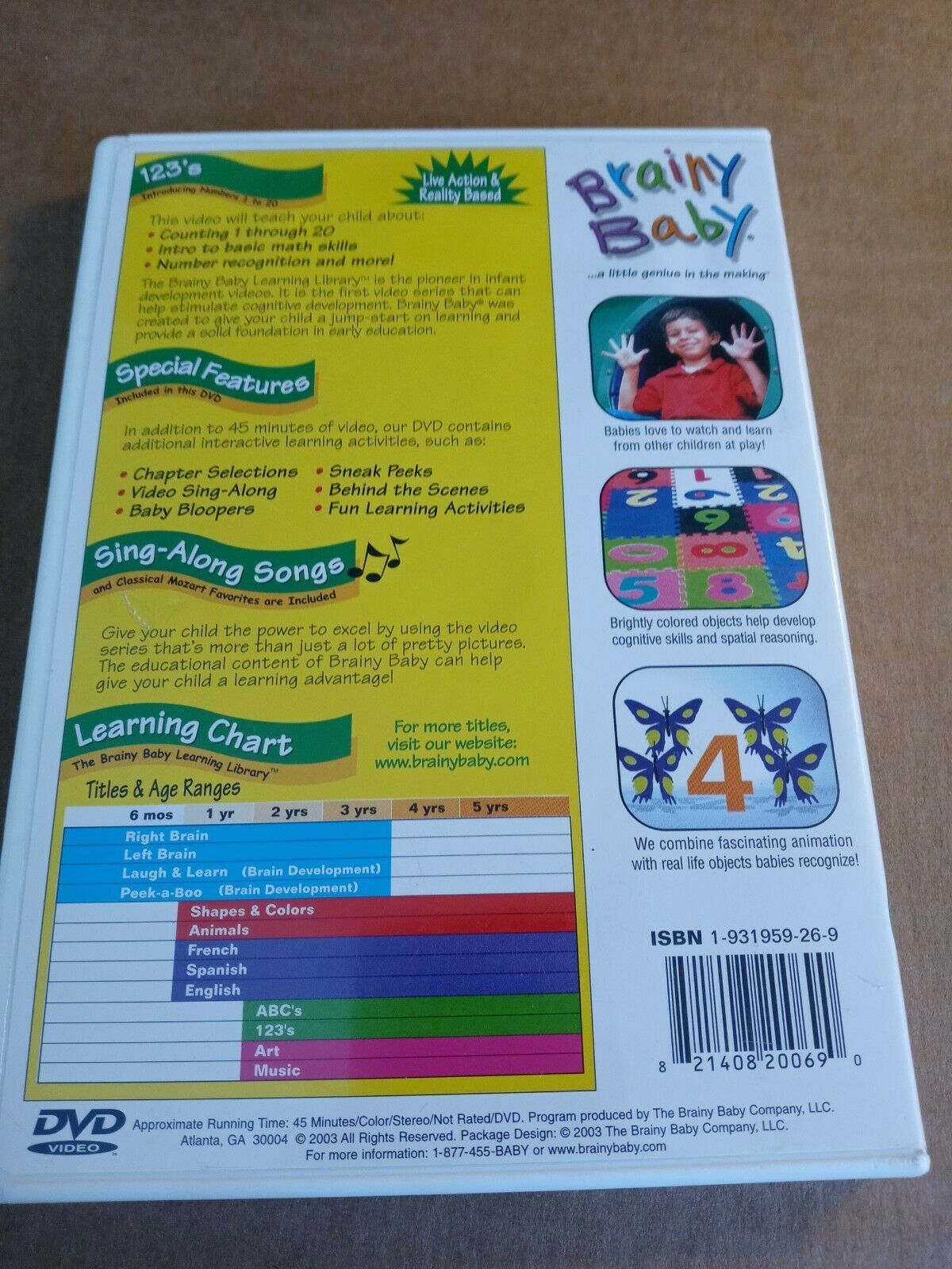 Brainy Baby Teach Your Child 123s DVD Numbers 1 to 20 Classic Edition ...