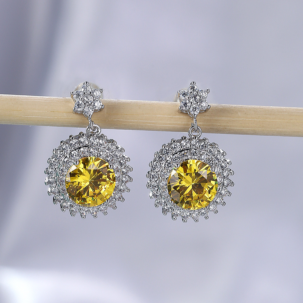 Rose Gold White Diamond Sunflower earrings earrings