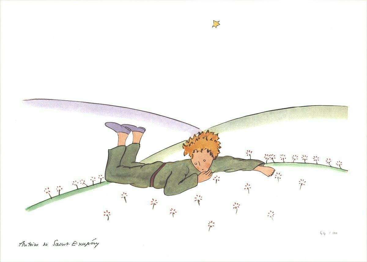 ANTOINE DE SAINT EXUPERY The Little Prince Dreaming 19.75 x 27 Lithograph