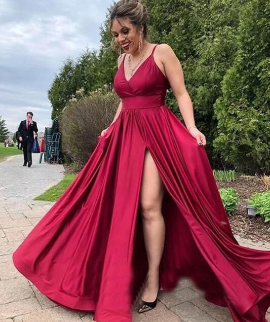 Plus Size Spaghetti Straps Long Prom Dresses for Women - Women's Clothing