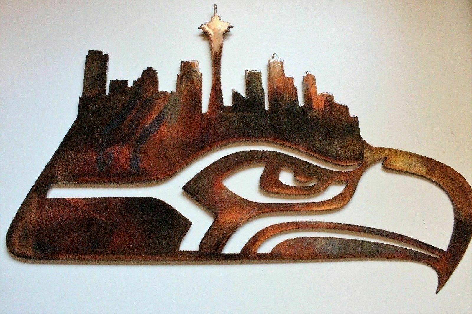 SEAHAWKS w/Seattle Skyline Metal Wall Art Wall Sculptures