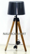 NauticalMart Designer's Natural Wood Living Room Tripod Floor Decorative lamp