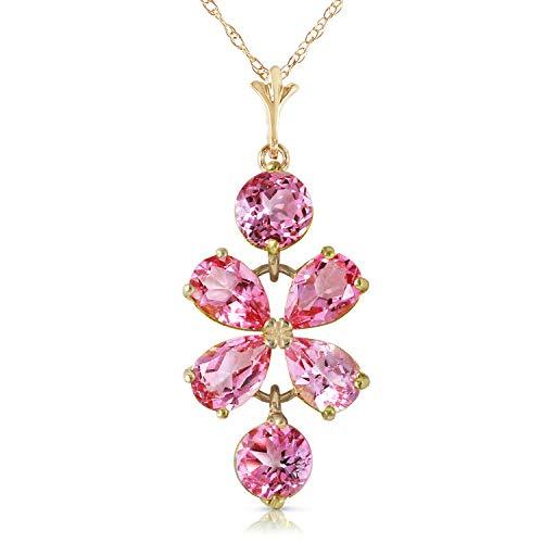 Galaxy Gold GG 14k 16 Yellow Gold Round & Pear-shaped Pink Topaz Drop Pendant N