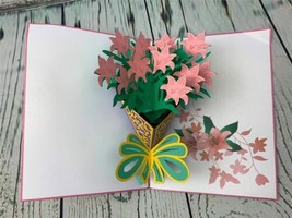 3D Floral Pop Up Card and Envelope Unique Pop Up Greeting Card Pink - $11.31
