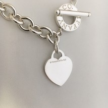 18" Tiffany & Co Sterling Silver Blank Heart Tag Toggle Necklace AUTHENTIC - $549.00