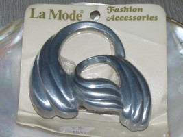 Vintage La Mode Large Silvertone Ridged Open Swirl Belt Buckle – 2 x 2.75 inches - $10.39