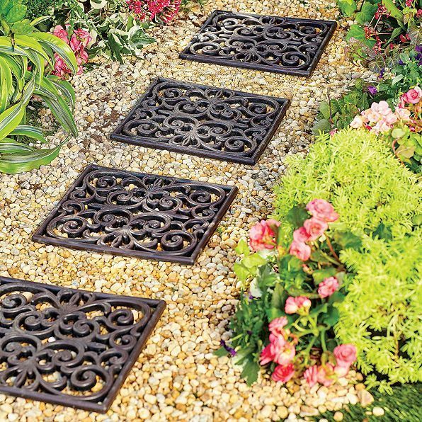 Outdoor Garden Set of 3 Square Rubber Stepping Stones ...