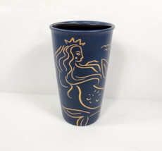 Starbucks Siren Mermaid Ceramic Tumbler w/ Lid Blue Gold 12 oz Anniversa... - $32.99