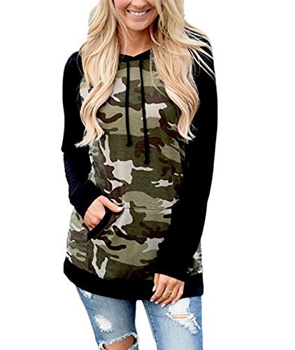 Zilin Womens Long Sleeve Camouflage Print Pullover Hooded Sweatshirt S Black Sweatshirts 1871