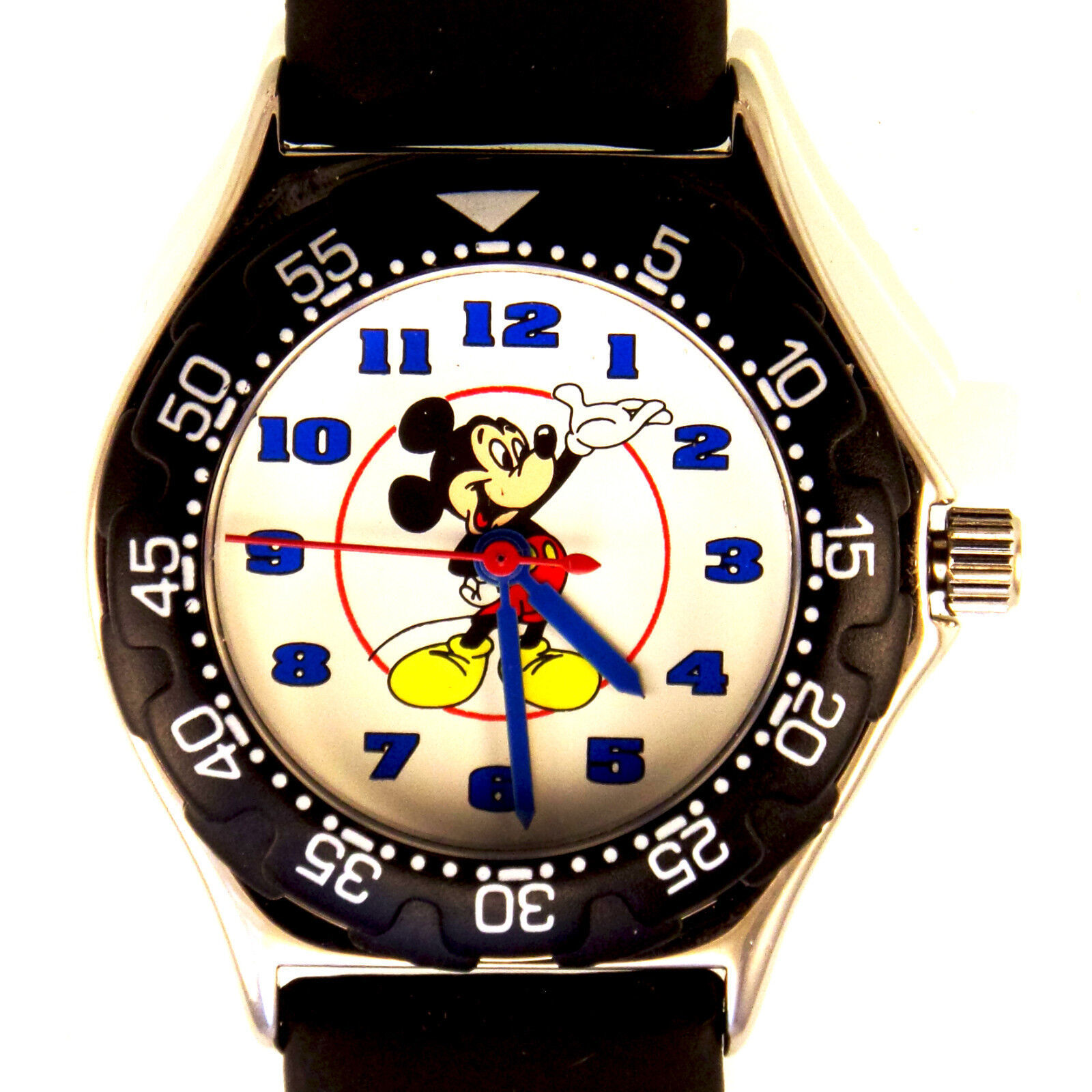 Mickey Mouse Disney Time Works Fossil Watch Easy Read Number Dial Diver
