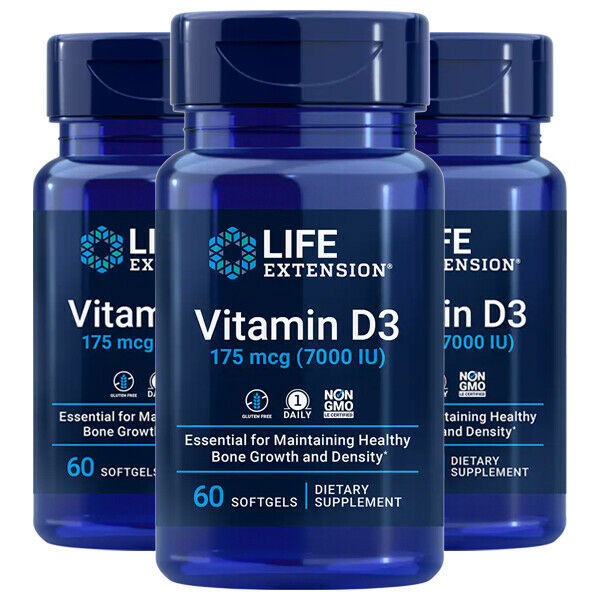 Life Extension Mega Vitamin D3 7000 IU  extra virgin olive oil 3X60 Caps