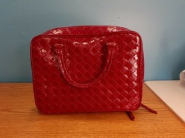  Estee Lauder Faux Leather RED Handbag/Purse /Makeup bag Burgundy Diamon... - $15.79