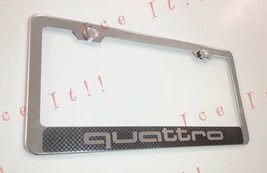 Quattro Audi Carbon Fiber Style Stainless Steel License Plate Frame Rust Free - $13.85