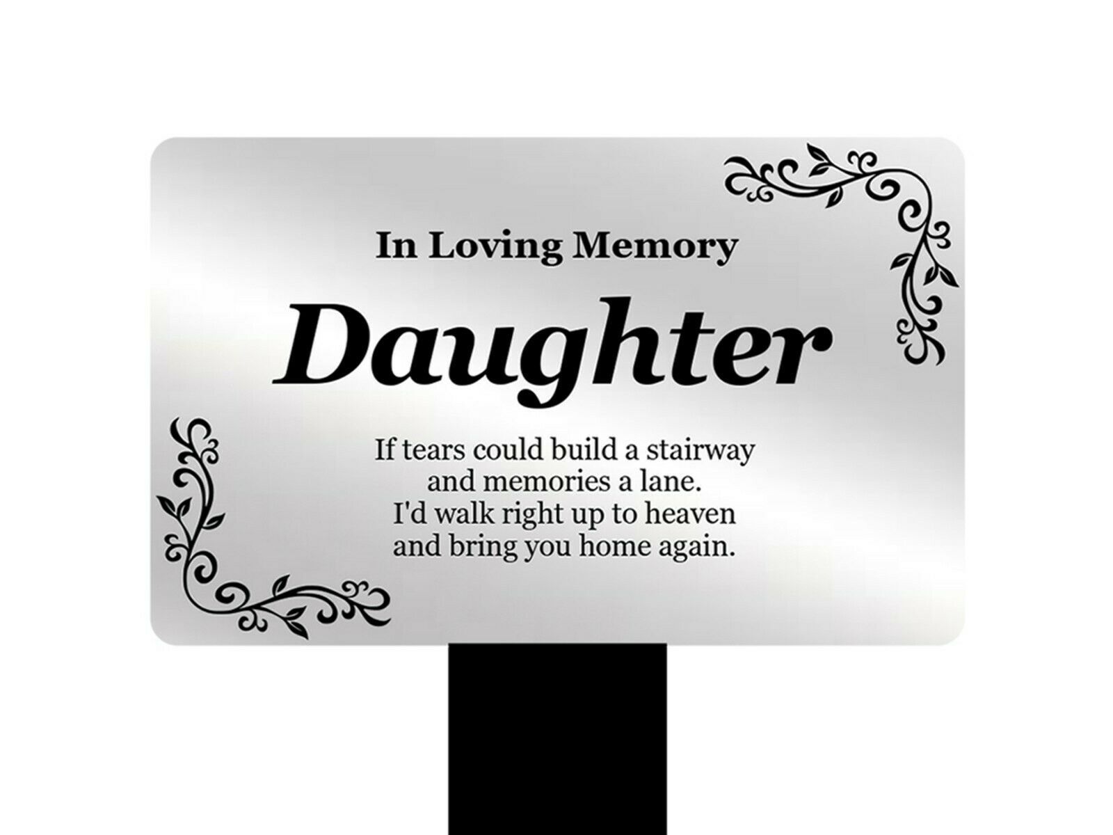 Daughter Memorial Remembrance Plaque Stake - (silver   Gold   Black 