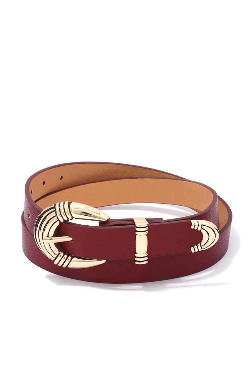 Metal Buckle Pu Leather Belt - Belts